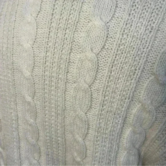 Vintage | Cableknit Collared Pullover Sweater - Cream / Sz M - Picture 5 of 8